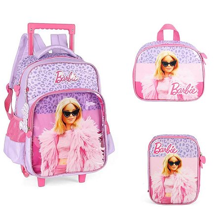 Kit Mochila de Rodinhas + Lancheira + Estojo Box - Barbie