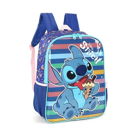 Mochila de Costas Escolar Stitch Azul e Rosa - Luxcel