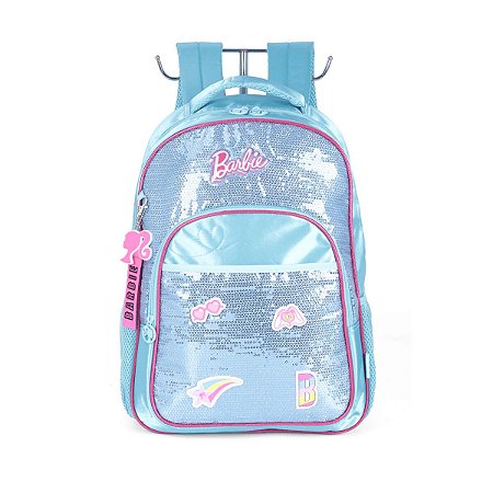 Mochila de Costas Paetê Barbie Azul - LUXCEL