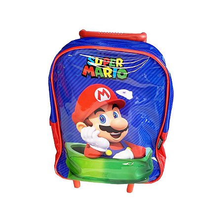 Mochila de Rodinhas Pequena Super Mario Azul - Luxcel