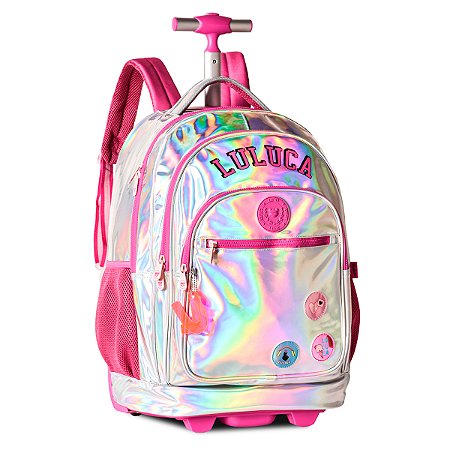 Mochila Escolar Rodinhas Luluca Holográfica 2452