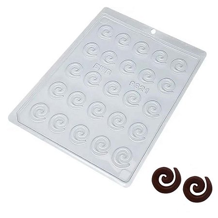 5Un Forma de Acetato Arabesco Circular de Chocolate 25Cav