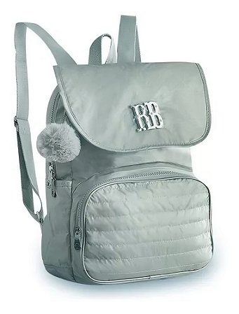 Mochila Prata Rebecca Bonbon com Pompom