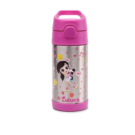 GARRAFA TÉRMICA ROSA LULUCA SQUEEZE TAMPA INOX 350ML