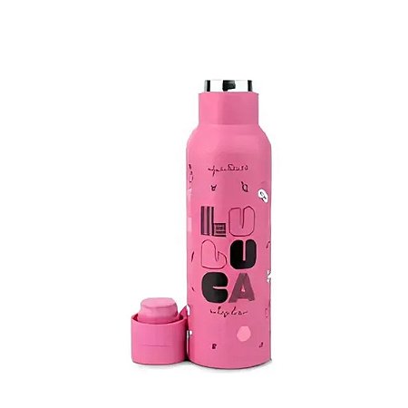 GARRAFA TÉRMICA SQUEEZE INOX ROSA C/ ALÇA LULUCA 500ML