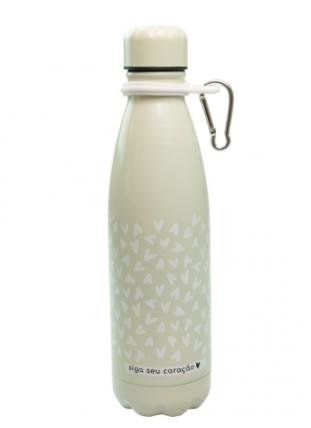 GARRAFA TÉRMICA UATT RETRÔ 500ML NATURAL SIGA O SEU CORAÇÃO