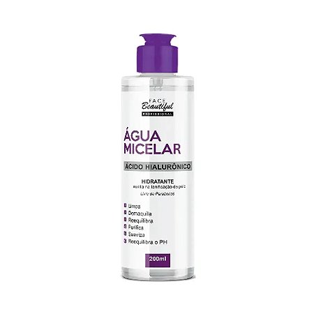 ÁGUA MICELAR C/ ÁCIDO HIALURONICO 200ml - FACE BEAUTIFUL