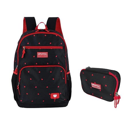 Kit Mochila de Costas + Estojo Box Coração UP4YOU - LUXCEL
