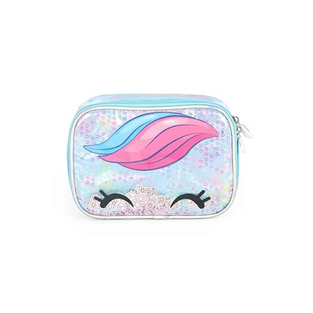 Estojo Box Escolar Unicornio Arco Iris Flowers - Luxcel