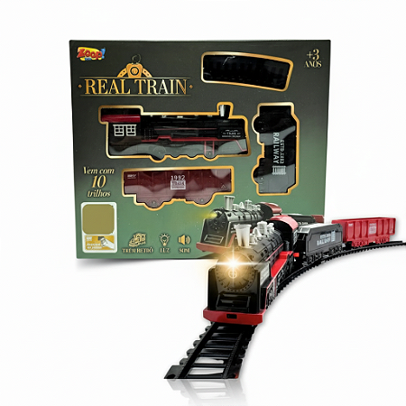 BRINQUEDO TREM RETRÔ COM ACESSÓRIOS SOM E LUZ - ZOOP TOYS