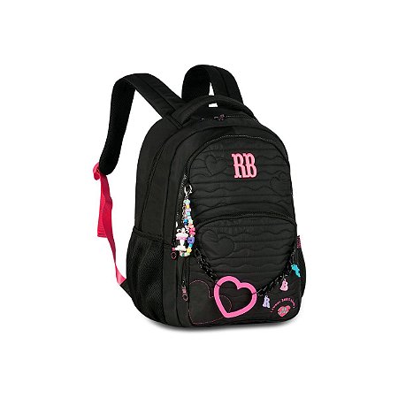 MOCHILA DE COSTAS PRETA COLEÇÃO HEART BEATS - REBECCA BONBON