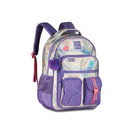 MOCHILA COSTAS HOLOGRÁFICA ROXA COLEÇÃO HOLO SHINE REBECCA BONBON