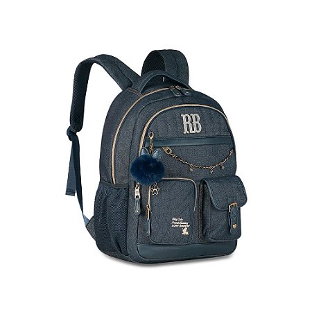 MOCHILA COSTAS DENIM VINTAGEM JEANS C/ CHARMS REBECCA BONBON