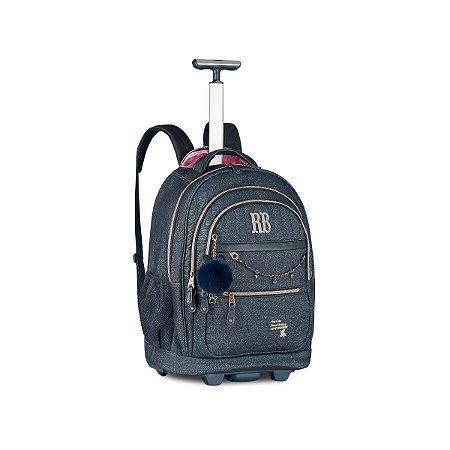 MOCHILA DE CARRINHO DENIM VINTAGE C/ CHARMS - REBECCA BONBON
