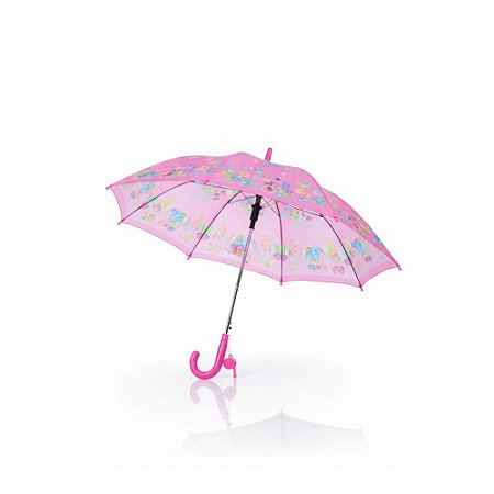 Guarda Chuva Rosa Feminino Infantil com Apito - Semax Kids