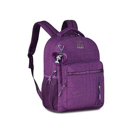 MOCHILA ESCOLAR DE COSTAS FEMININA ROXA C/ CHARMS - REBECCA BONBON