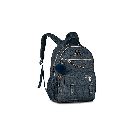 MOCHILA COSTAS DENIM VINTAGEM C/ CHARMS - REBECCA BONBON