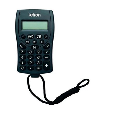 CALCULADORA PRETA PORTÁTIL C/ CORDINHA 8 DÍGITOS - LETRON