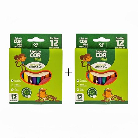 KIT 2 CX DE LÁPIS DE COR MINI ECO FLEX 12 CORES - LEO&LEO