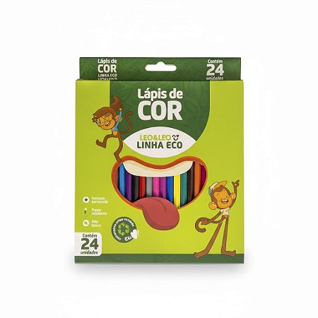 LÁPIS DE COR SEXTAVADO ESCOLAR ECOFLEX 24 CORES - LEO&LEO