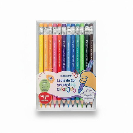 LÁPIS DE COR APAGÁVEL RESISTENTE BIG COLORJOY 12 CORES - COLORJOY