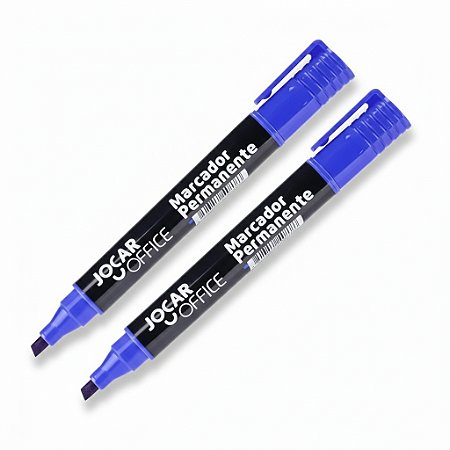KIT 2 MARCADORES PERMANENTE RECARREGÁVEL AZUL - JOCAR OFFICE