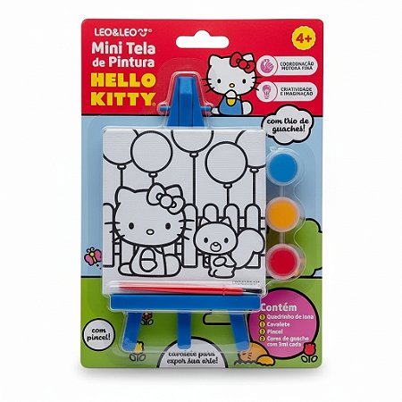 KIT MINI TELA DE PINTURA C/ CAVALETE E TINTAS SORTIDO - LEO&LEO