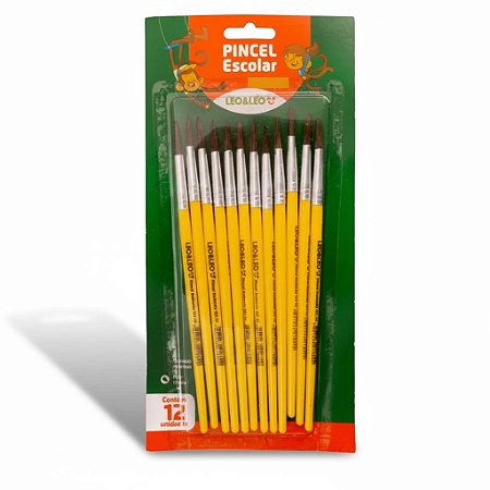 Blíster 12Un Pincel Redondo Escolar P/ Pinturas 121-18