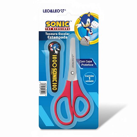 TESOURA ESCOLAR SONIC ESTAMPADA SONIC C/ CAPA - LEOELEO