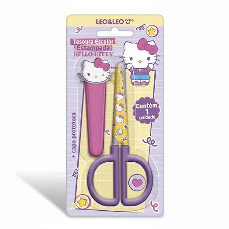 TESOURA HELLO KITTY ESCOLAR ESTAMPADA C/ CAPA - LEOELEO