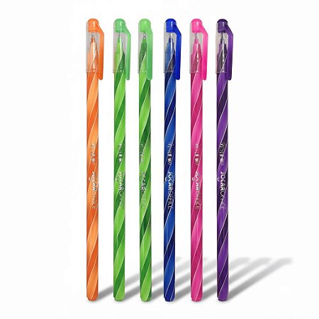 KIT 5 CANETAS ESFEROGRÁFICAS PERFUMADA WOW FUN - JOCAR OFFICE