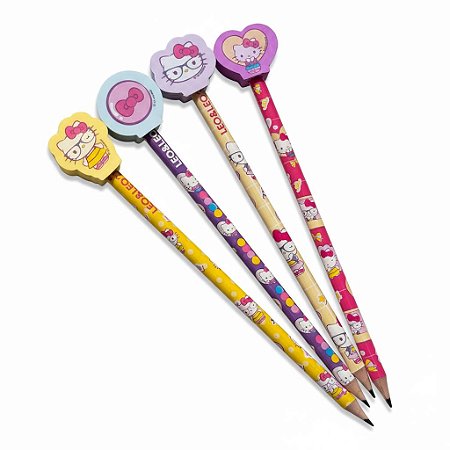 KIT 4Un LÁPIS HB C/ BORRACHA HELLO KITTY - LEO&LEO