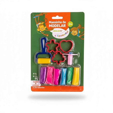 MASSA DE MODELAR 6 CORES + 5 FERRAMENTAS - LEO&LEO
