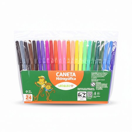 CANETA HIDROCOR ESTOJO 24 CORES ESTOJO - LEO&LEO