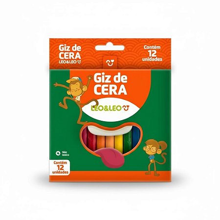 CAIXA GIZ DE CERA FINO C/ 12 CORES P/ COLORIR - LEO&LEO