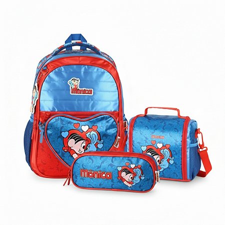 KIT ESCOLAR  MOCHILA LANCHEIRA ESTOJO TURMA MÔNICA - LUXCEL