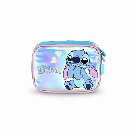 ESTOJO BOX METALIZADO STITCH AZUL - LUXCEL