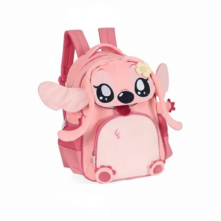 MOCHILA DE COSTAS PELÚCIA STITCH FEMININO ROSA - LUXCEL