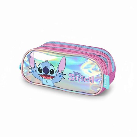 ESTOJO 3 DIVISÕES METALIZADO STITCH ROXO - LUXCEL
