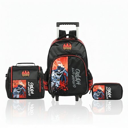 KIT VERMELHO BATMAN MOCHILA+ESTOJO BOX+ LANCHEIRA - LUXCEL