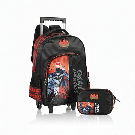 KIT COMPLETO VERMELHO BATMAN MOCHILA+ESTOJO BOX  LUXCEL
