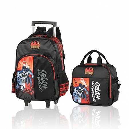 KIT COMPLETO VERMELHO BATMAN MOCHILA+LANCHEIRA - LUXCEL