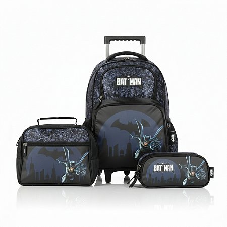 KIT PRETO BATMAN MOCHILA+ESTOJO 3 DIV+ LANCHEIRA - LUXCEL