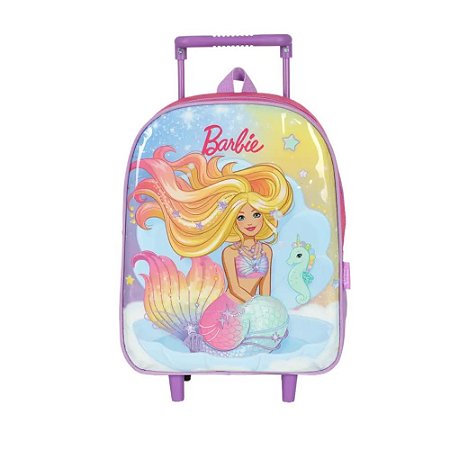 MOCHILA CARRINHO ESCOLAR BARBIE SEREIA ROXA - LUXCEL