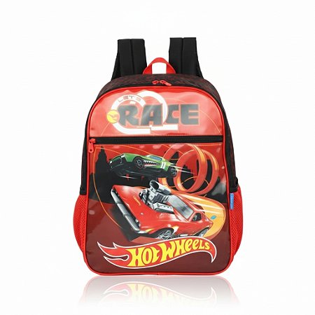 MOCHILA COSTAS PISTA CARRINHO HOTWHEELS VERMELHA - LUXCEL