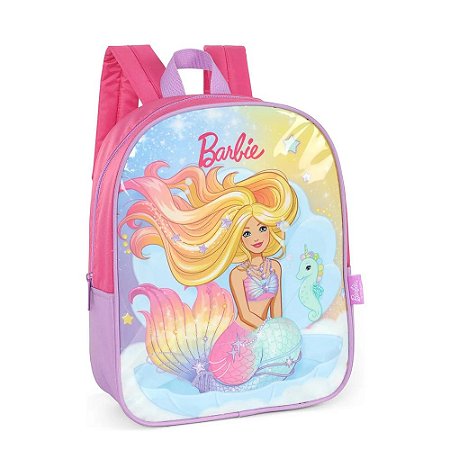 MOCHILA COSTAS ESCOLAR BARBIE SEREIA ROXA - LUXCEL