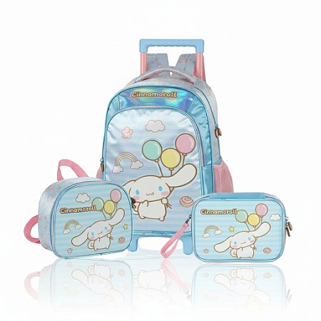 KIT Mochila Carrinho Estojo Box e Lancheira Amigos Hello