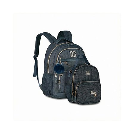 Mochila Costas Rebecca bonbon +Lancheira jeans Denim Vintage