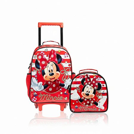 MOCHILA CARRINHO INFANTIL + LANCHEIRA TÉRMICA MINNIE