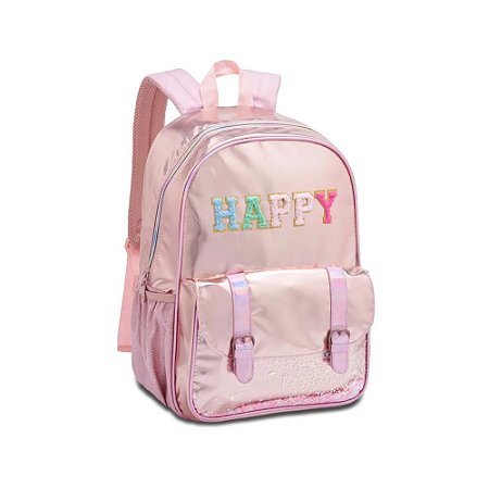 MOCHILA DE COSTAS HOLOGRÁFICA METALIZADA ROSÊ HAPPY - CLIO